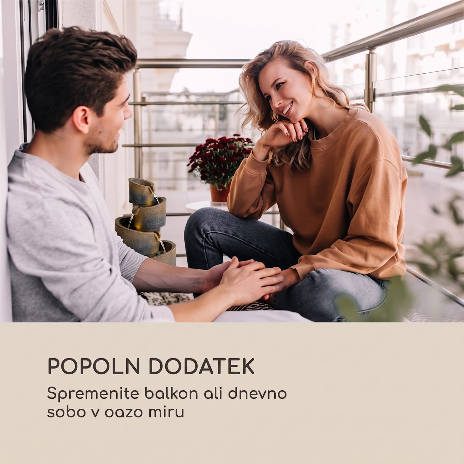 Mantua kaskadni vrtni vodnjak 4 stopnje, baterija 2,8W, solarna LED 