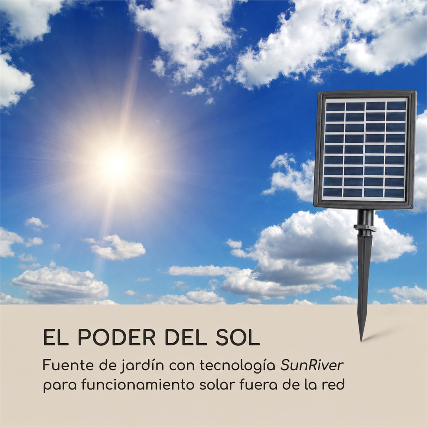 Fuente de jardín Speyer en cascada 4 niveles batería 2,8W solar LED 