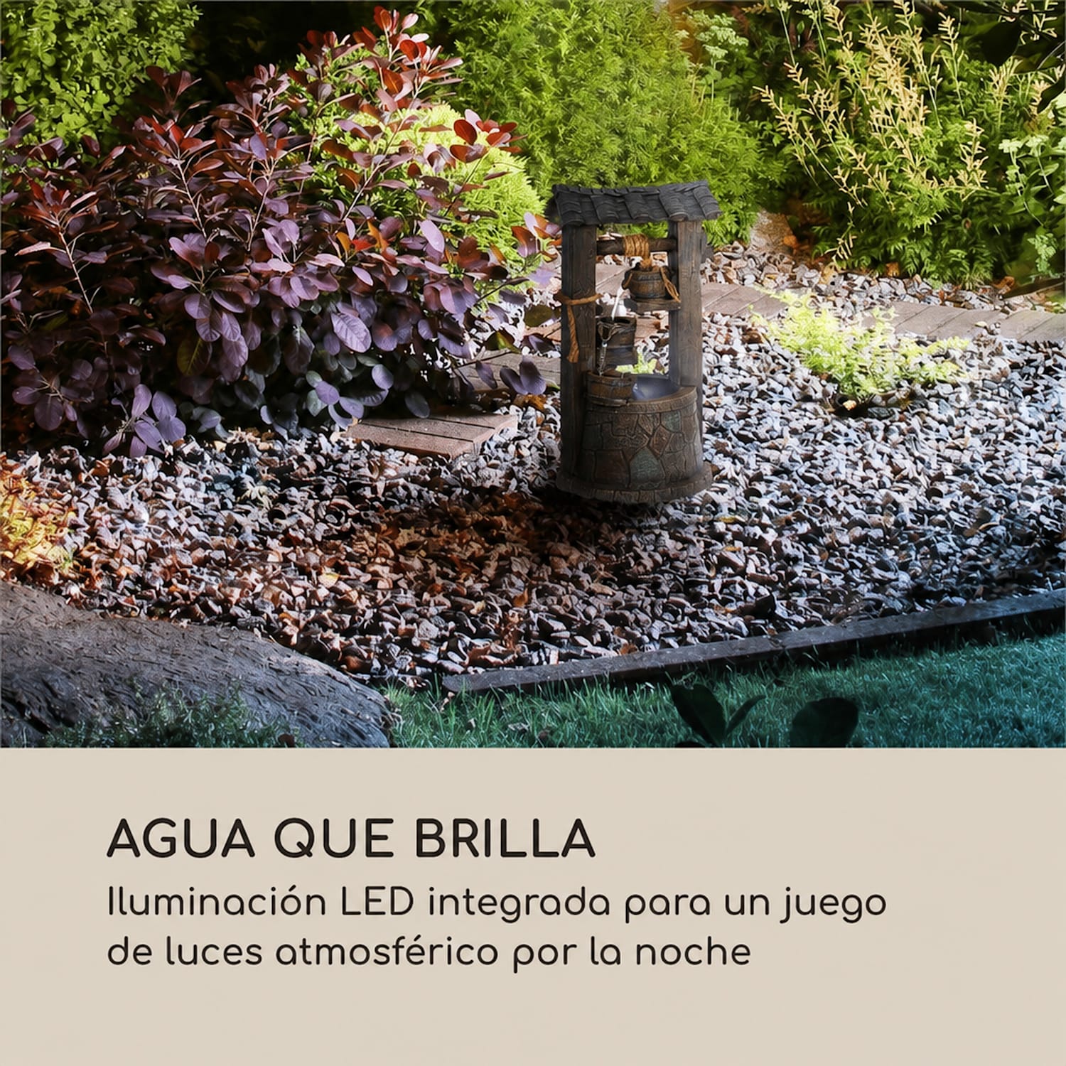 Fuente de jardín Speyer en cascada 4 niveles batería 2,8W solar LED 