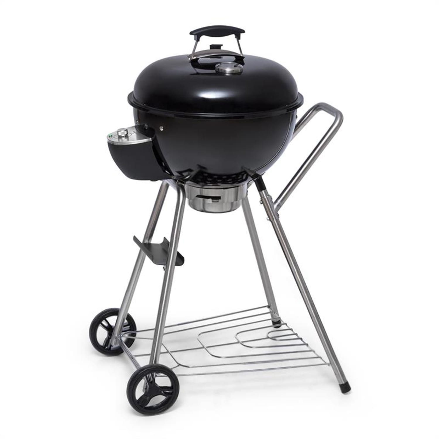 Beef Baron Parrilla esférica con termémetro de ventilación ruedines color negro 