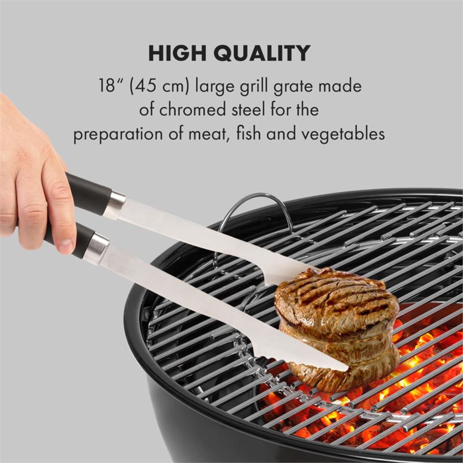Beef Baron Parrilla esférica con termémetro de ventilación ruedines color negro 