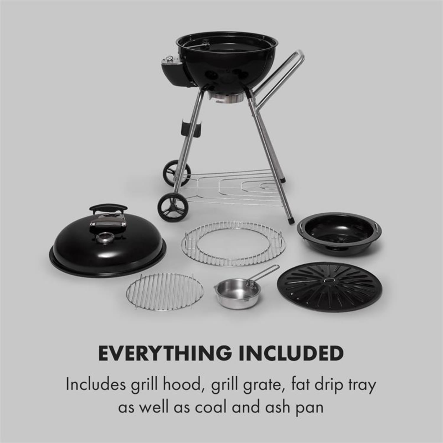 Beef Baron Parrilla esférica con termémetro de ventilación ruedines color negro 