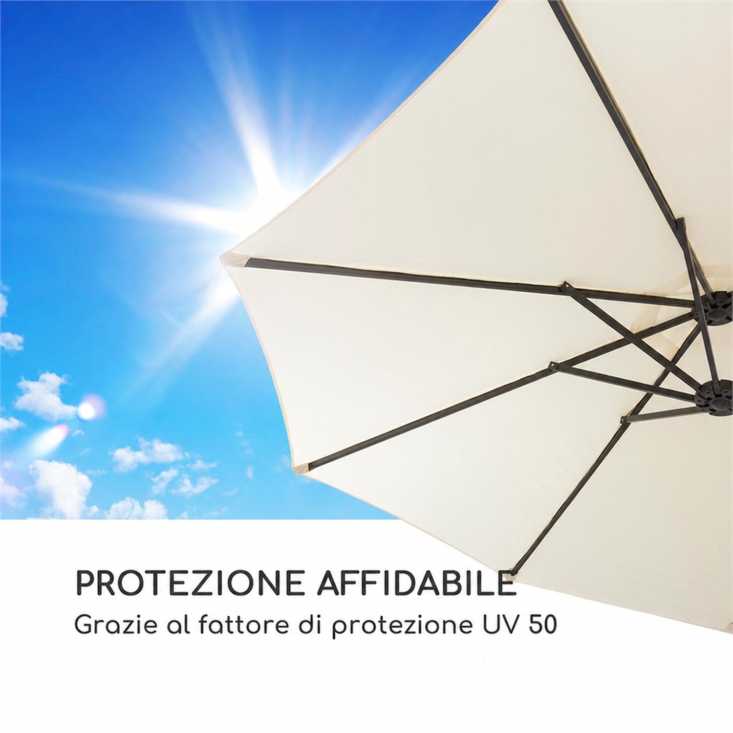 Twin Peaks ombrellone poliestere UV 50 idrorepellente crema Crema