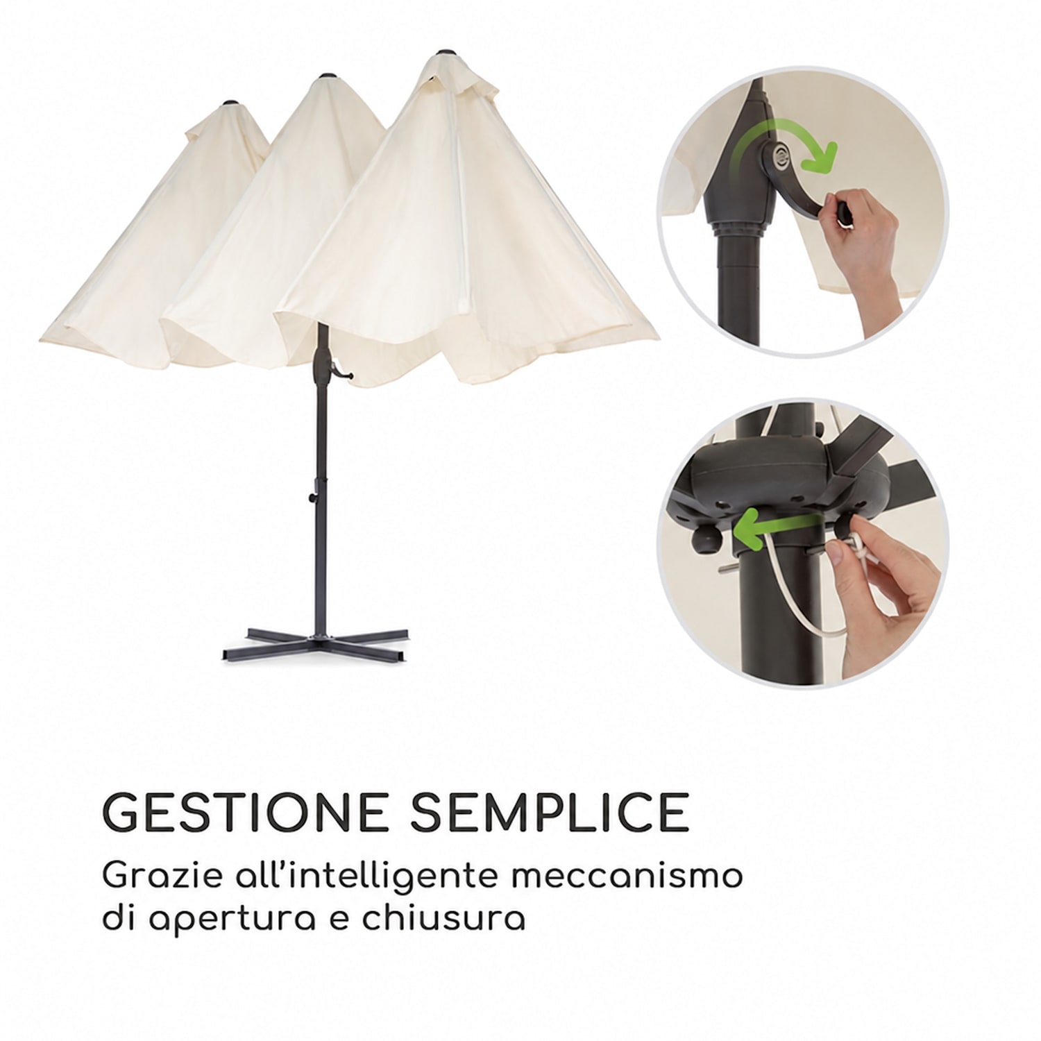 Twin Peaks ombrellone poliestere UV 50 idrorepellente crema Crema