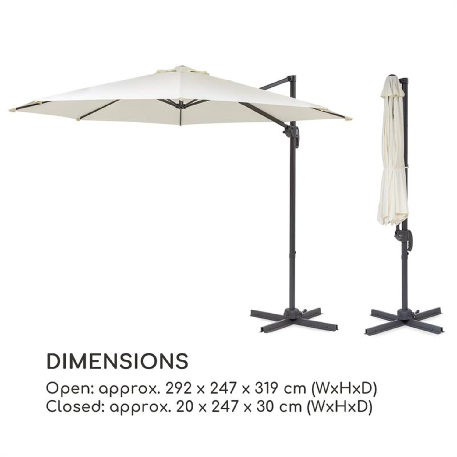 Belo Horizonte, parasol ogrodowy, 292 cm, poliester, UPF 30, wodoodporny Kremowy