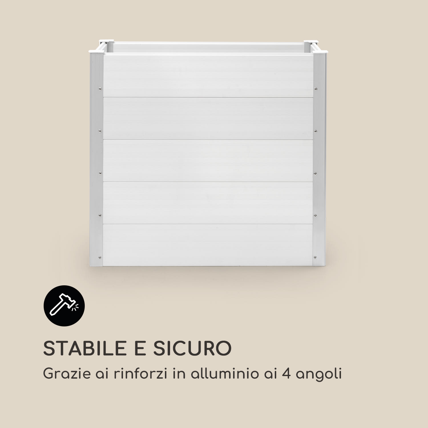 Nova Grow Aiuola da Giardino 100x91x50 cm WPC Effetto Legno bianco 100 x 91 x 50 cm