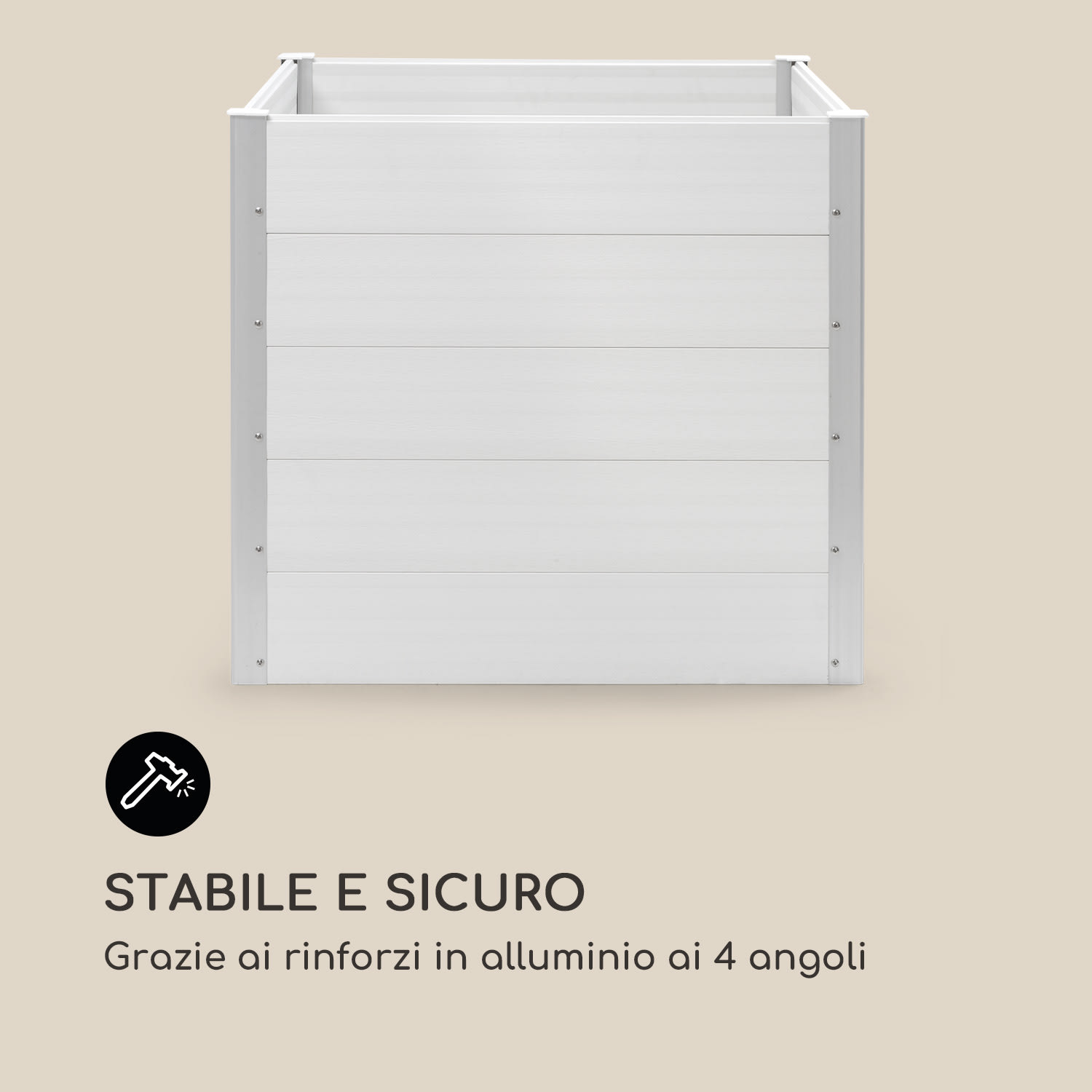 Nova Grow Aiuola da Giardino 100x91x100 cm WPC Effetto Legno bianco 100 x 91 x 100 cm