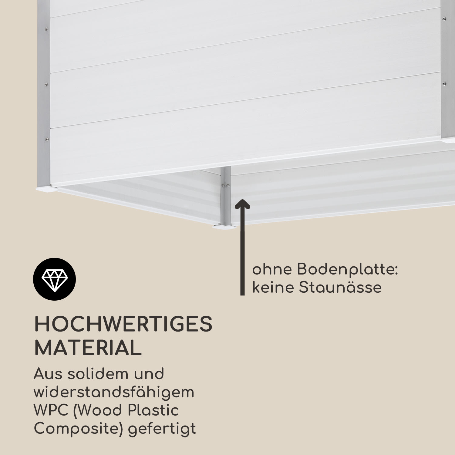 Nova Grow Gartenbeet 150 x 91 x 100 cm WPC Holzoptik weiß 