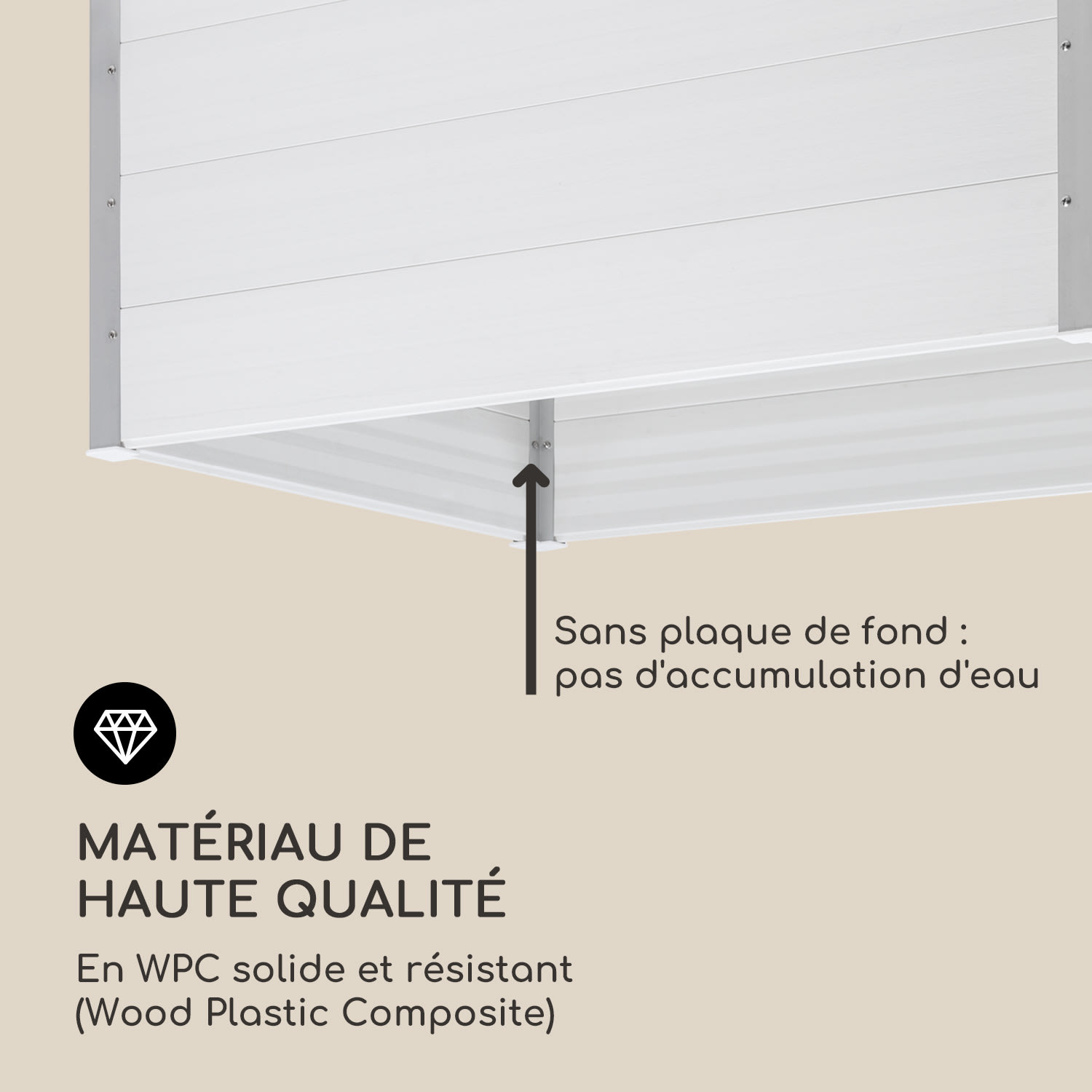 Nova Grow plantenbed 150 x 91 x 100 cm HKC houtoptiek wit 