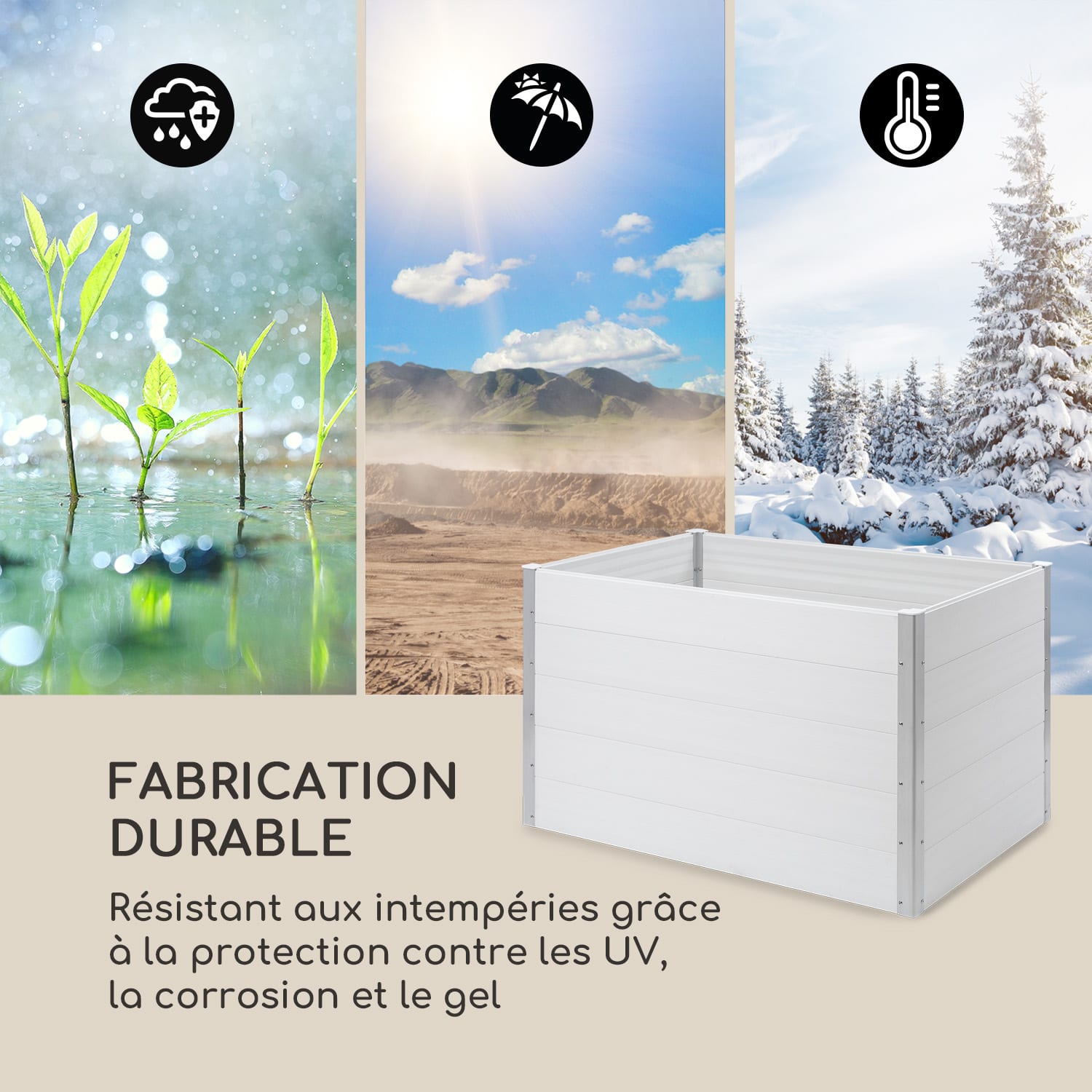 Nova Grow plantenbed 150 x 91 x 100 cm HKC houtoptiek wit 