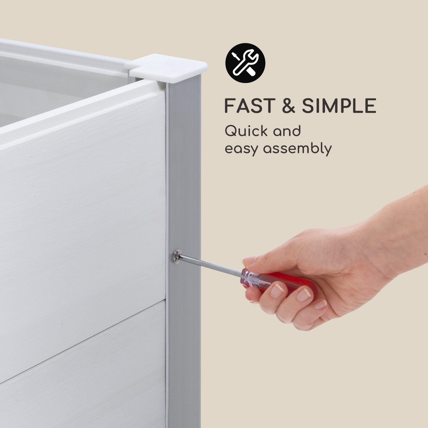 Nova Grow, záhradný záhon, 150 x 91 x 100 cm, WPC, drevený vzhľad, biely 150 x 91 x 100 cm