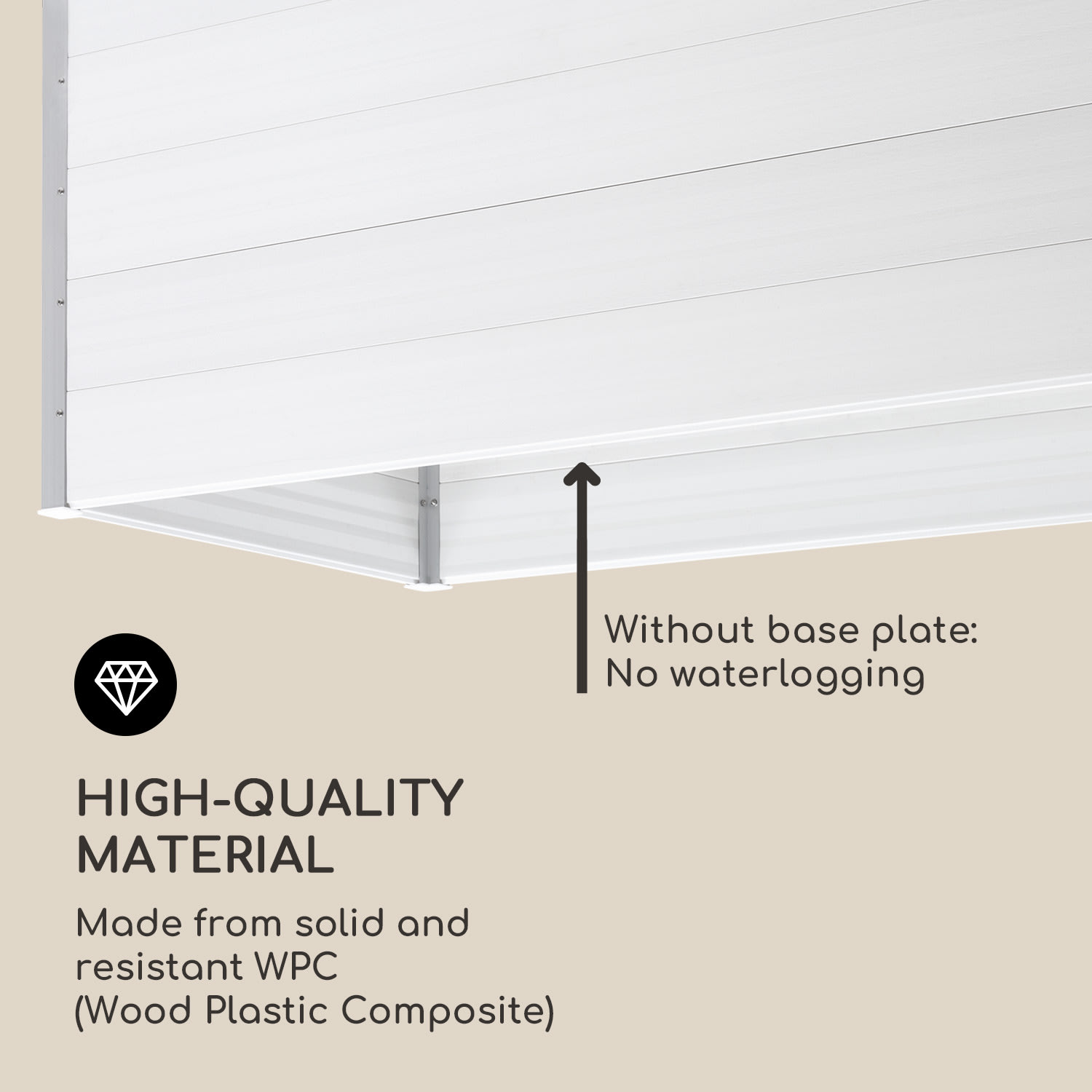 Nova Grow Raised Planter 195 x 91 x 100 cm WPC Wood Look White 195 x 91 x 100 cm
