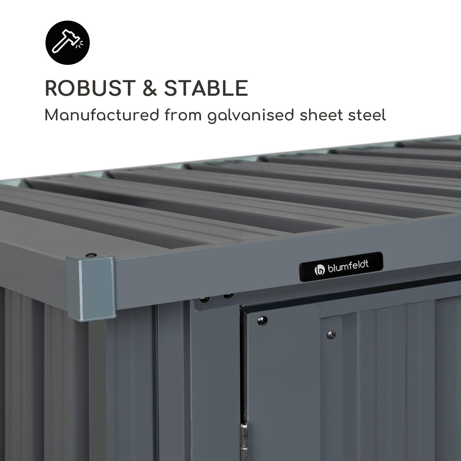 Solid Storage, domek ogrodowy, blacha stalowa, ochrona przed warunkami atmosferycznymi, antracytowy Podwójne drzwi