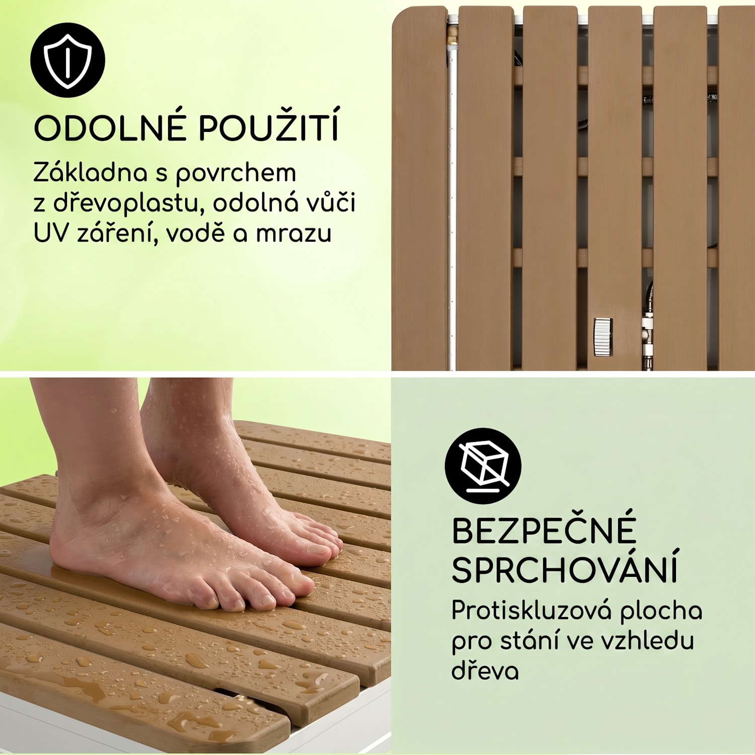 Sumatra Breeze, SQ, zahradní sprcha, WPC, hliník, 70x55, hranatá Čtvereční | Stříbrná metalíza