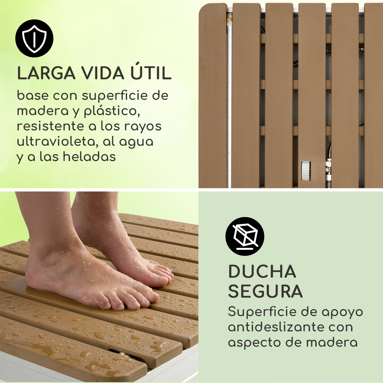 Sumatra Breeze Square Ducha de jardín WPC Aluminio 70 x 55 cm cuadrada Cuadrado | Plata Metálica