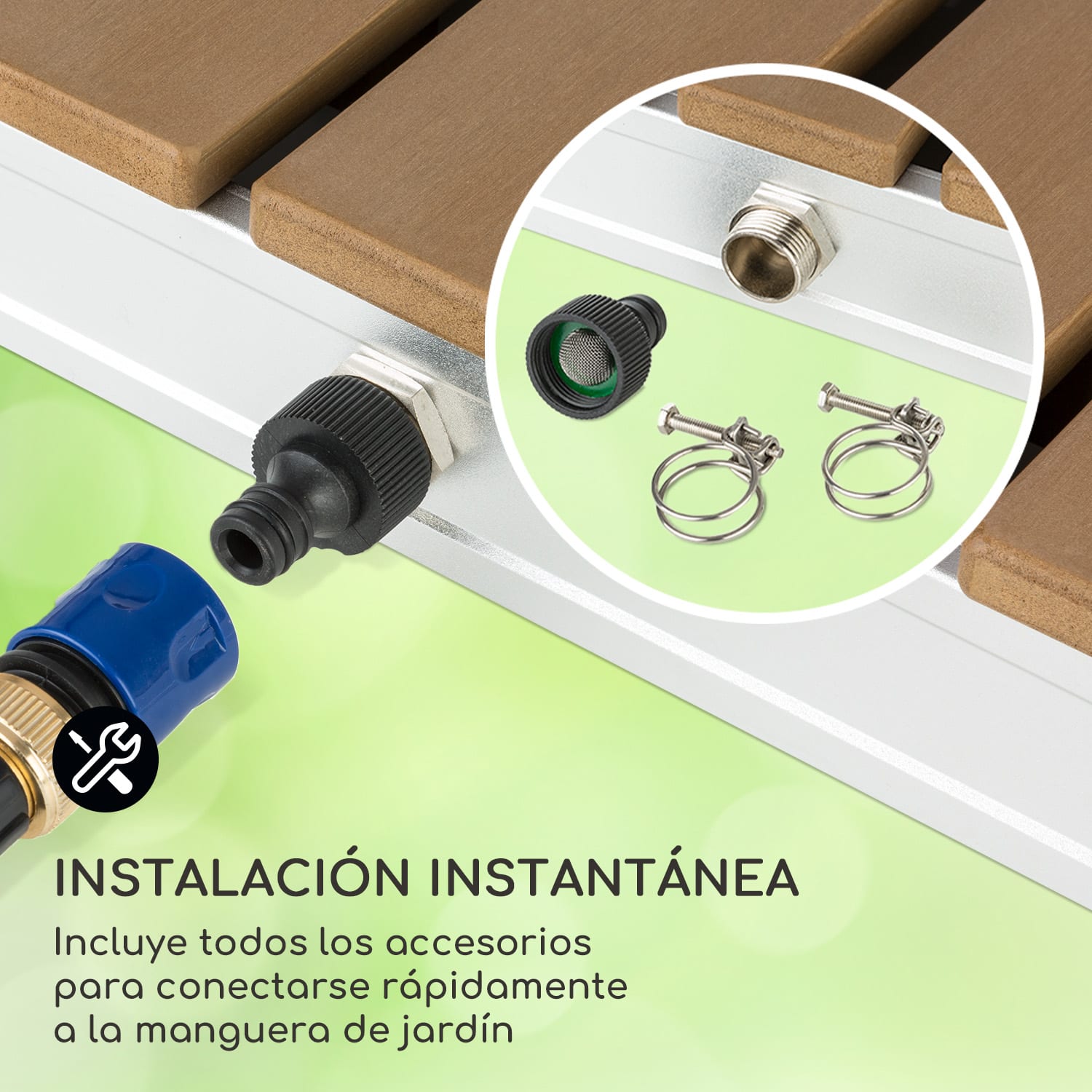 Sumatra Breeze Square Ducha de jardín WPC Aluminio 70 x 55 cm cuadrada Cuadrado | Plata Metálica