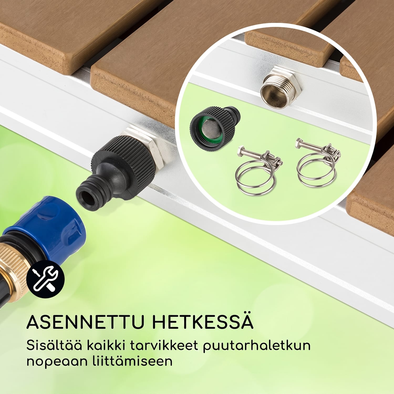 Sumatra Breeze Square puutarhasuihku WPC alumiini 70 x 55 cm kulmikas Neliö | Hopea Metallinen