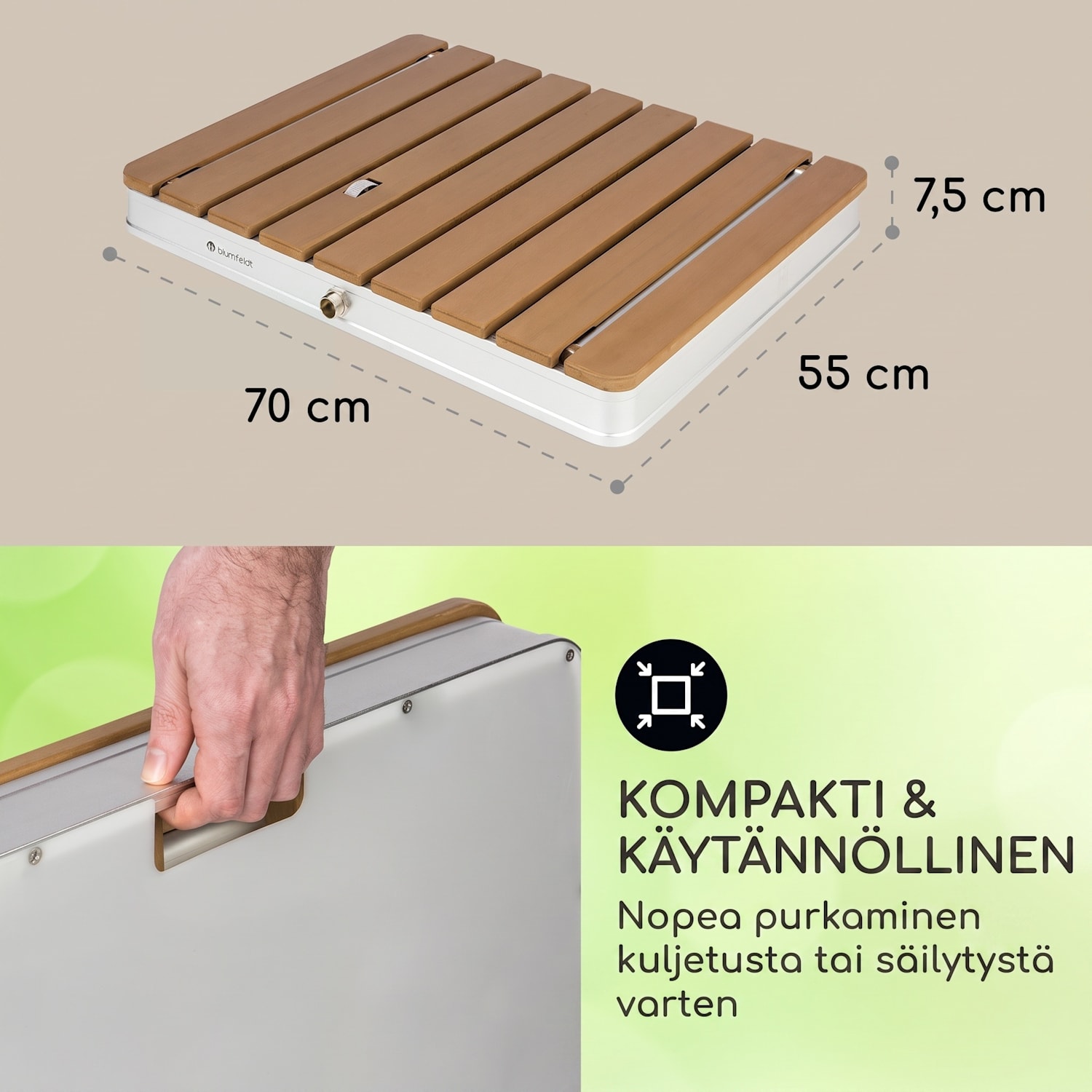 Sumatra Breeze Square puutarhasuihku WPC alumiini 70 x 55 cm kulmikas Neliö | Hopea Metallinen