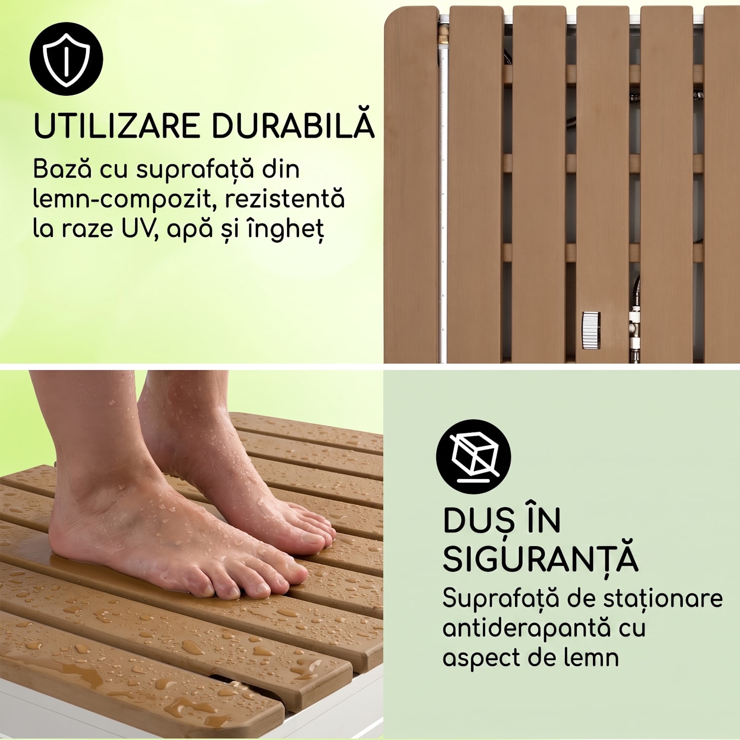 Sumatra Breeze, SQ, duș de grădină, WPC, aluminiu, 70 x 55, pătrată Pătrat | Argintiu metalizat