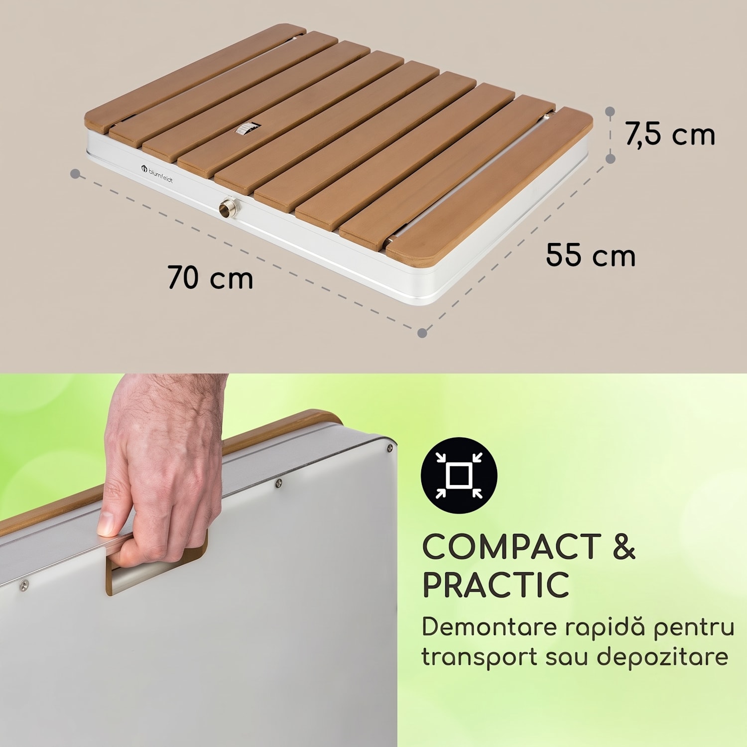 Sumatra Breeze, SQ, duș de grădină, WPC, aluminiu, 70 x 55, pătrată Pătrat | Argintiu metalizat