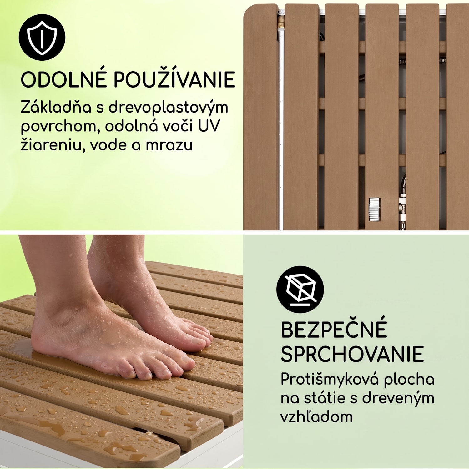 Sumatra Breeze Square, záhradná sprcha, WPC, hliník, 70x55, hranatá Štvorcový | Strieborná metalíza