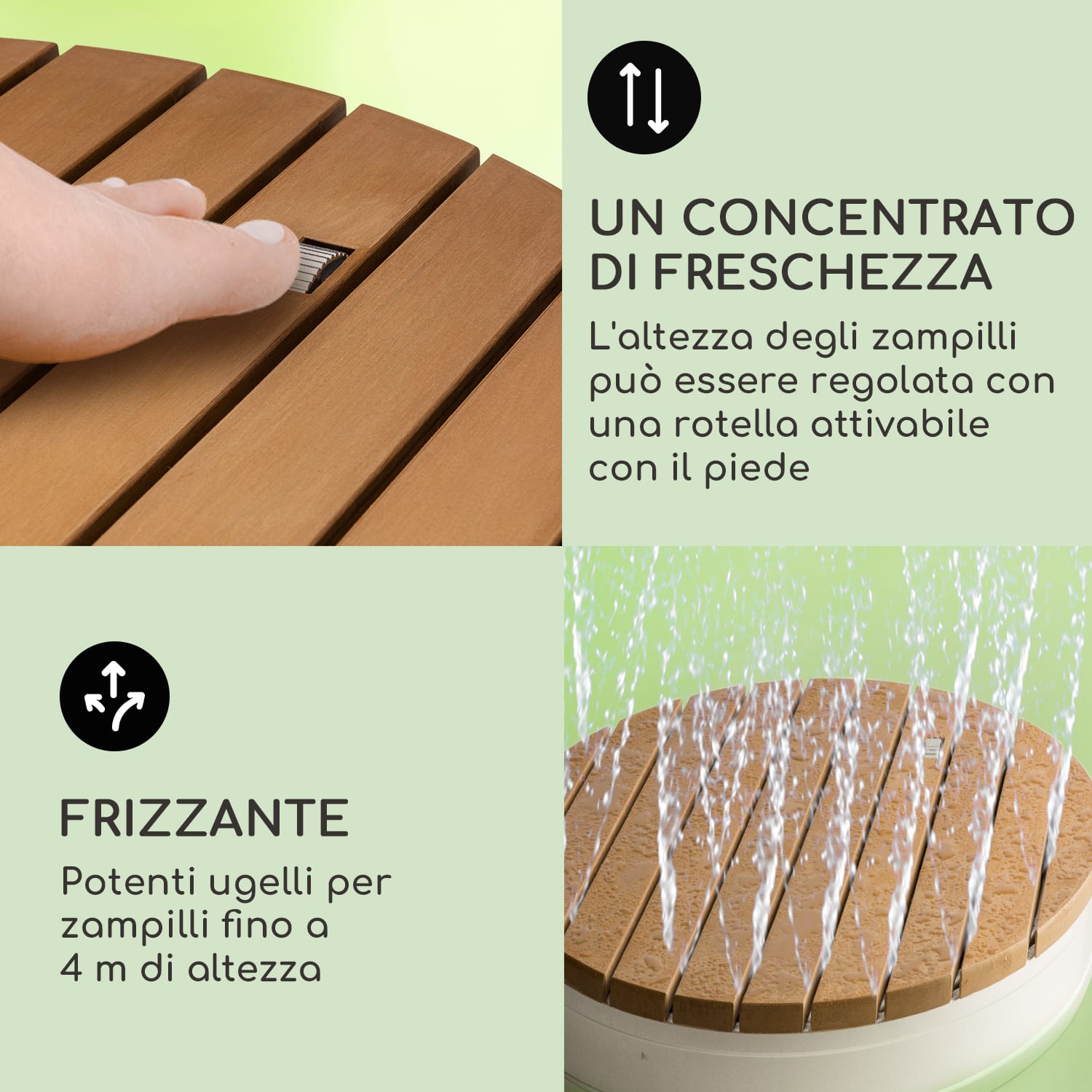 Sumatra Breeze Round - Doccia da giardino, WPC, alluminio, 70 x 55 cm, tonda