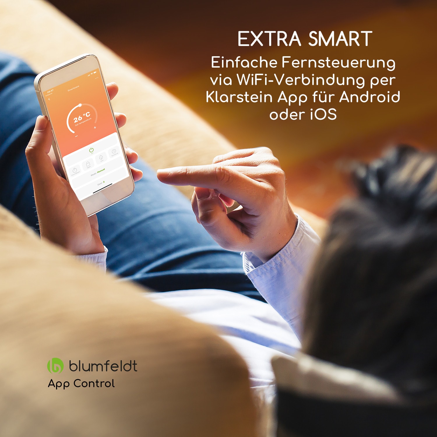 Smartwave Infrarot-Heizstrahler Carbonröhre 2400W WiFi Appsteuerung 