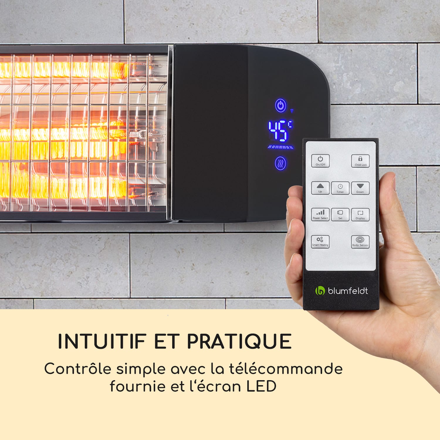 Smartwave chauffage infrarouge, 2400W, WiFi, commande via app, noir Noir