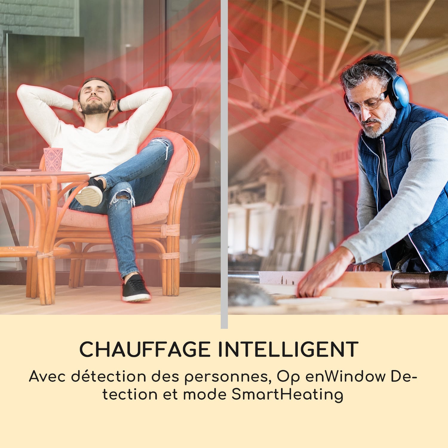 Smartwave chauffage infrarouge, 2400W, WiFi, commande via app, noir Noir