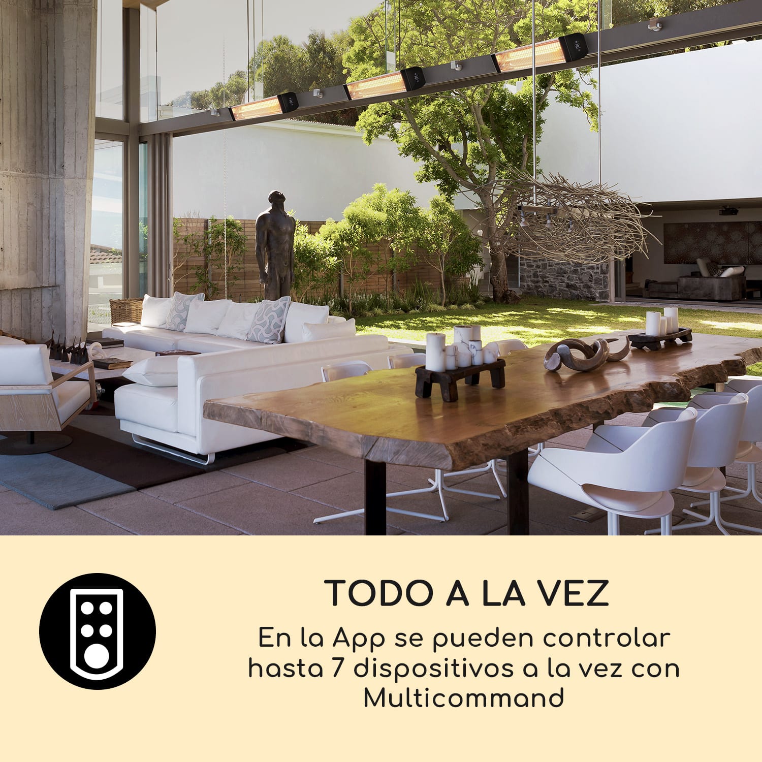 blumfeldt Smartwave Radiador infrarrojo tubos de carbono 2400W app WiFi color blanco Blanco