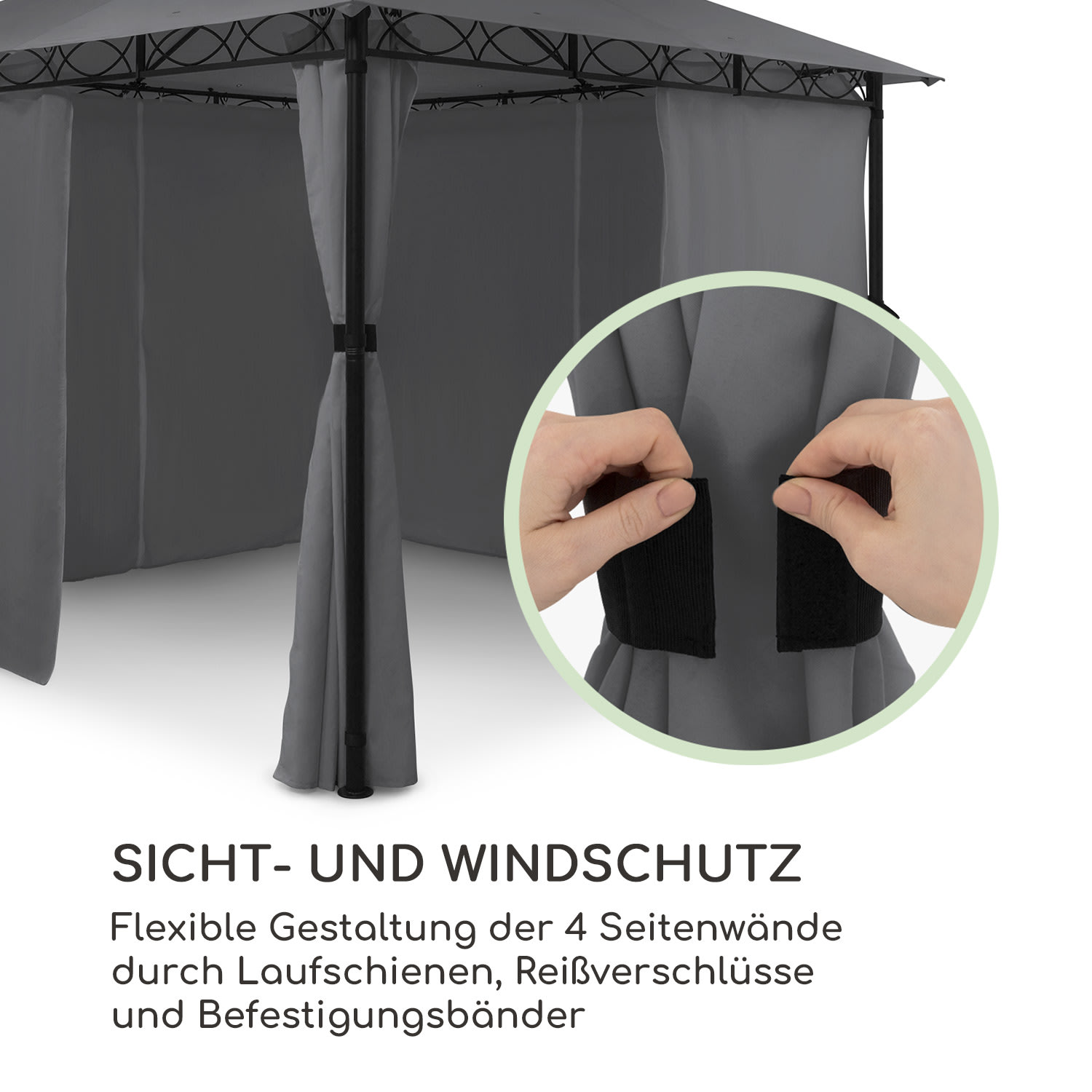 Mondo Gartenpavillon Partyzelt Gazebo 295x262x295 Stahl Polyester Dunkelgrau