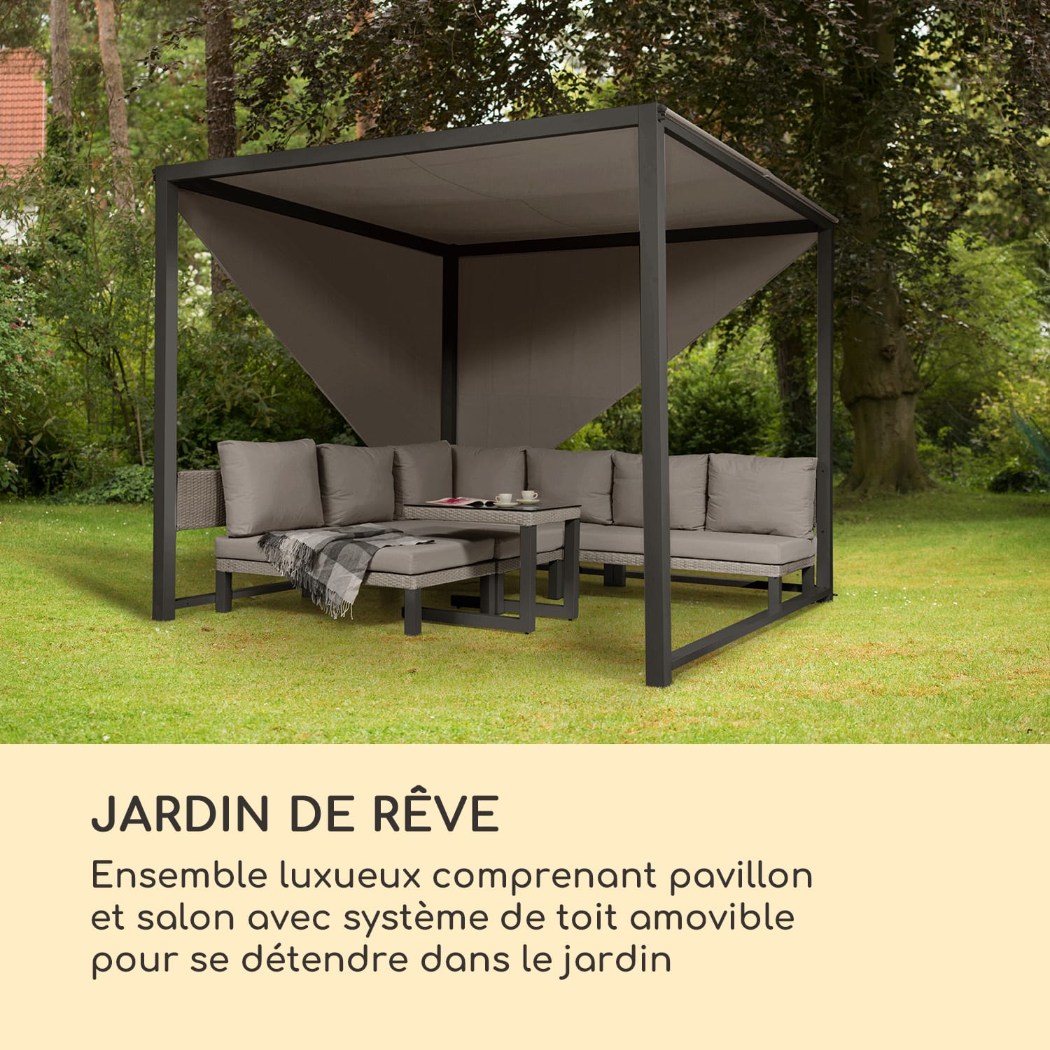 Havanna pavillon & ensemble lounge 270x230x270cm 4 sièges doubles gris Gris Foncé