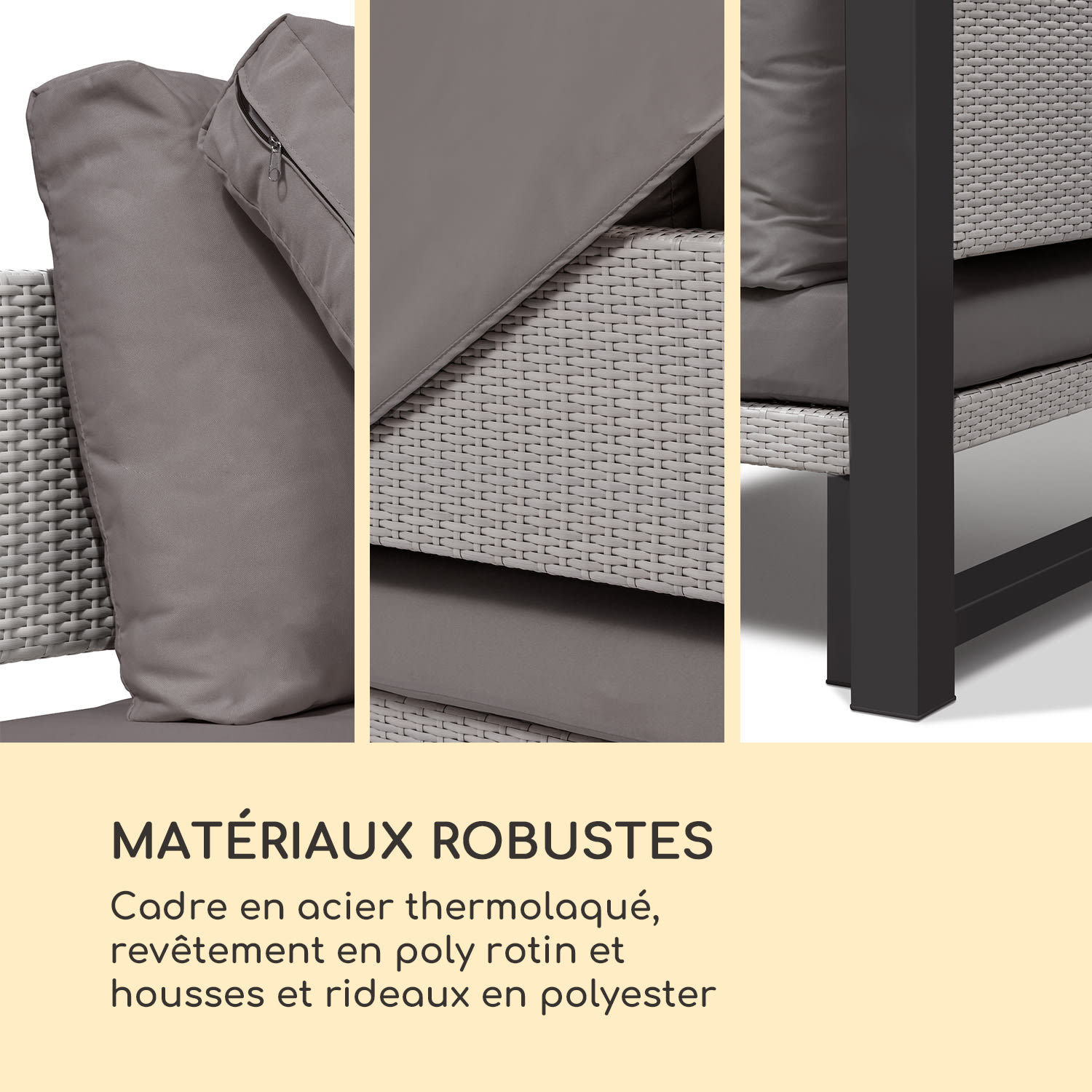 Havanna pavillon & ensemble lounge 270x230x270cm 4 sièges doubles gris Gris Foncé