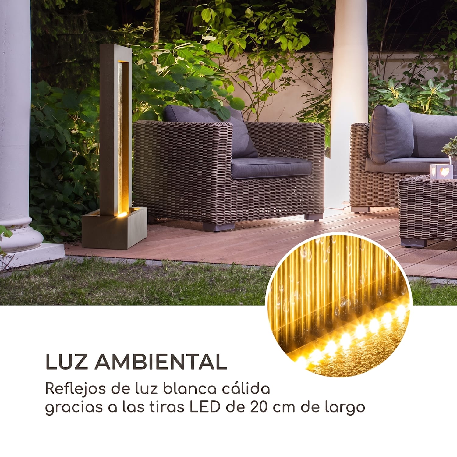 Skyriver Fuente de jardín Fuente de interior exteriores e interiores LED cable de 10m 