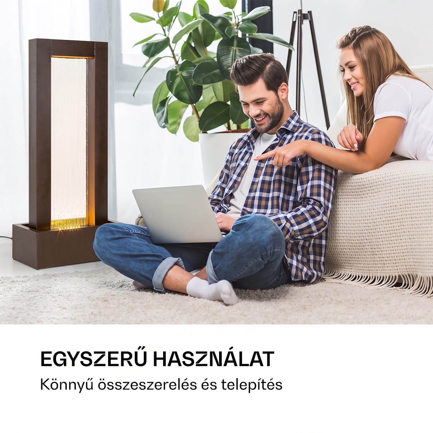 Skyriver, kerti szökőkút, szobaszökőkút, bentre és kintre is, LED, 10 m kábel 