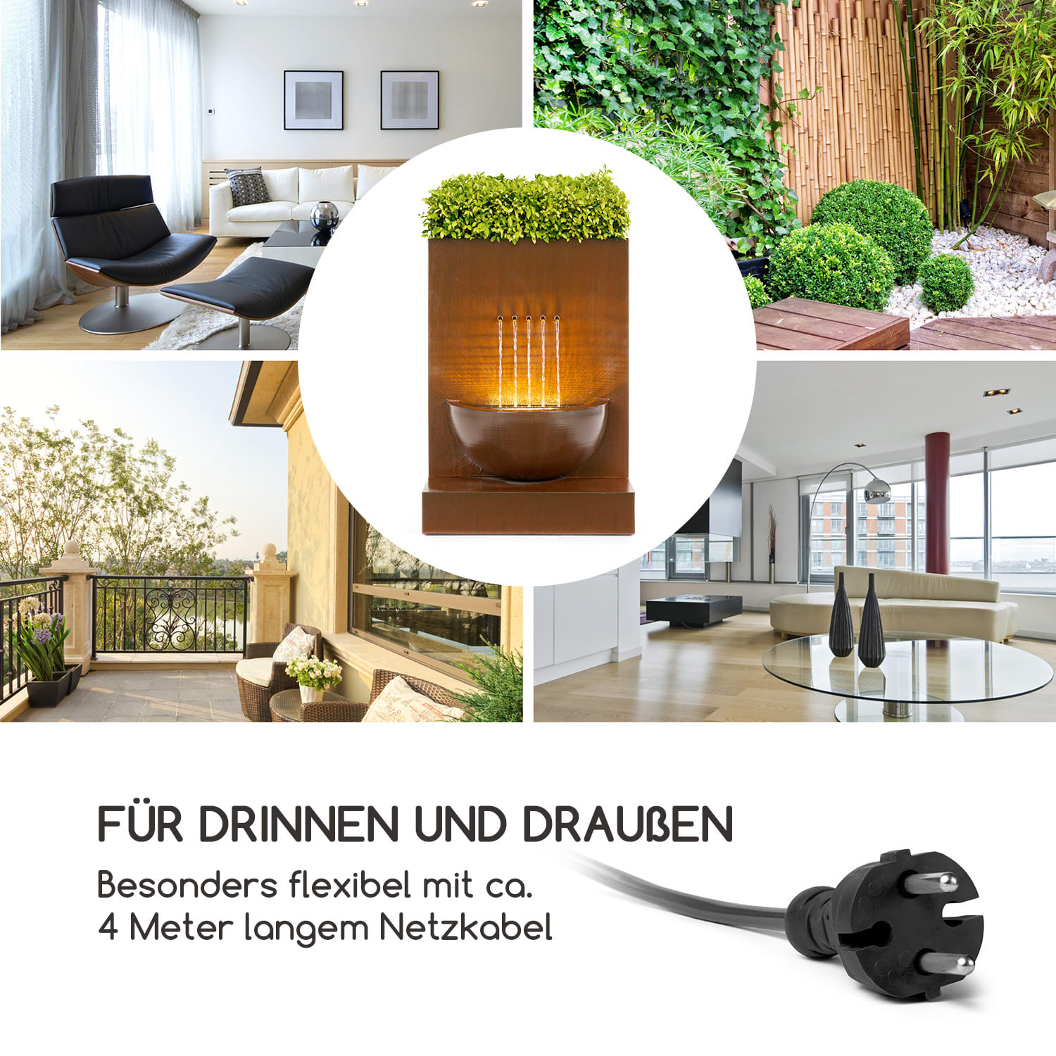 Windflower Gartenbrunnen Pflanzschale 11 W Indoor & Outdoor verzinkt 