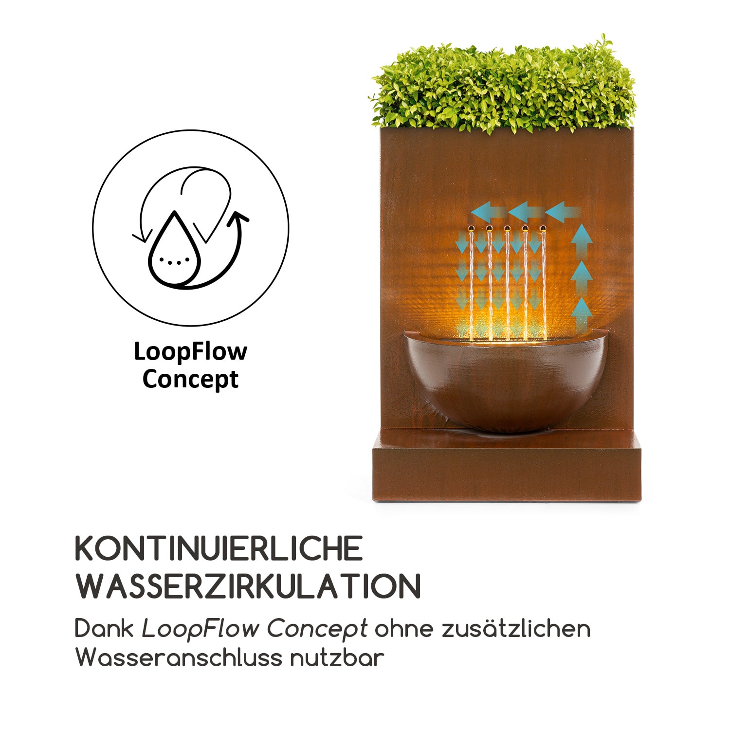 Windflower Gartenbrunnen Pflanzschale 11 W Indoor & Outdoor verzinkt 
