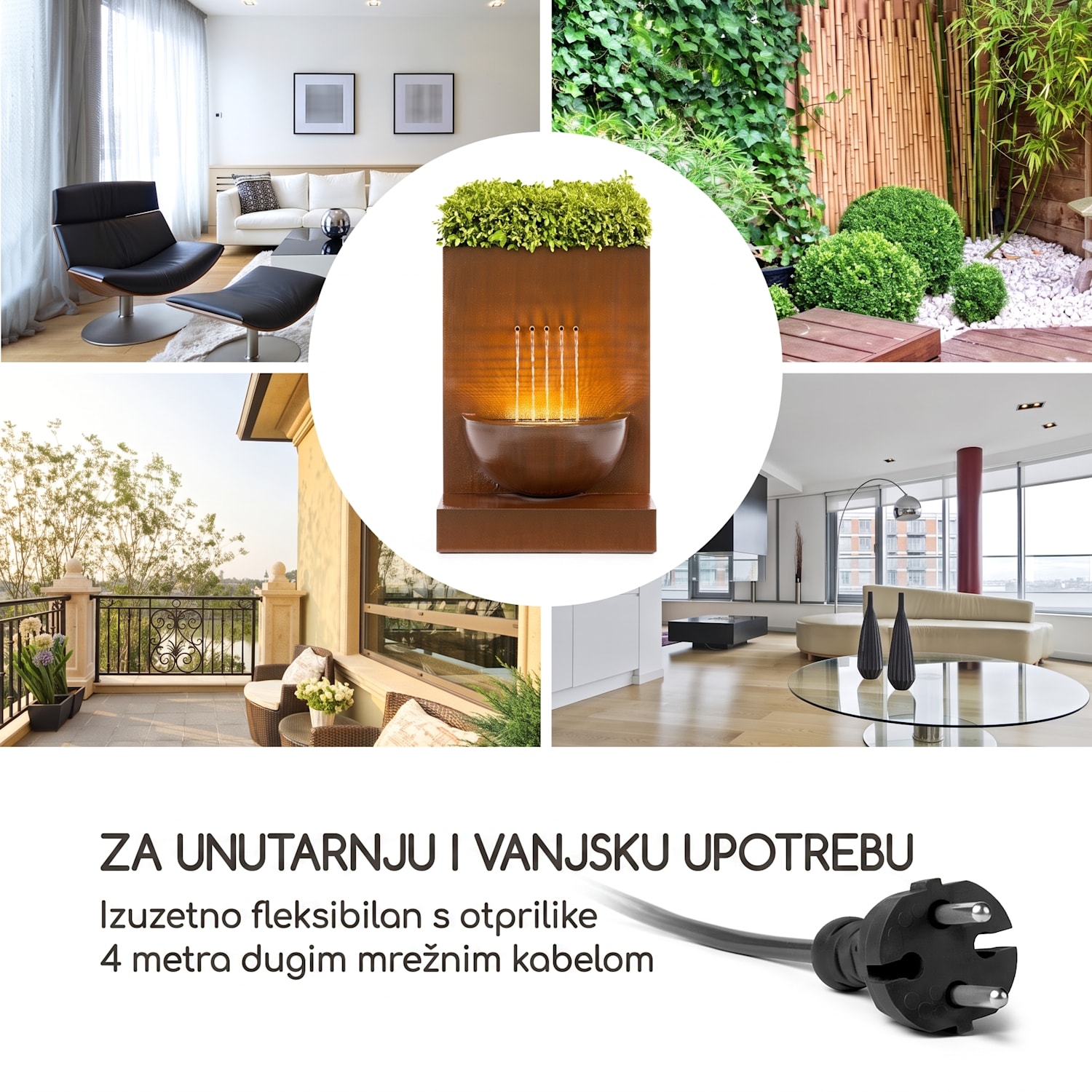 Windflower, vrtna fontana s posudom za cvijeće, 11 W, pocinčani metal, smeđa 