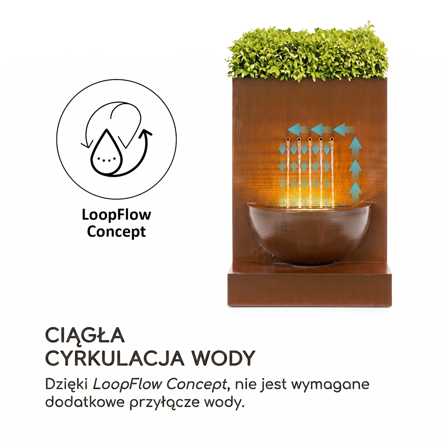 Windflower, fontanna ogrodowa z doniczką, 11 W, metal ocynkowany, brązowa 