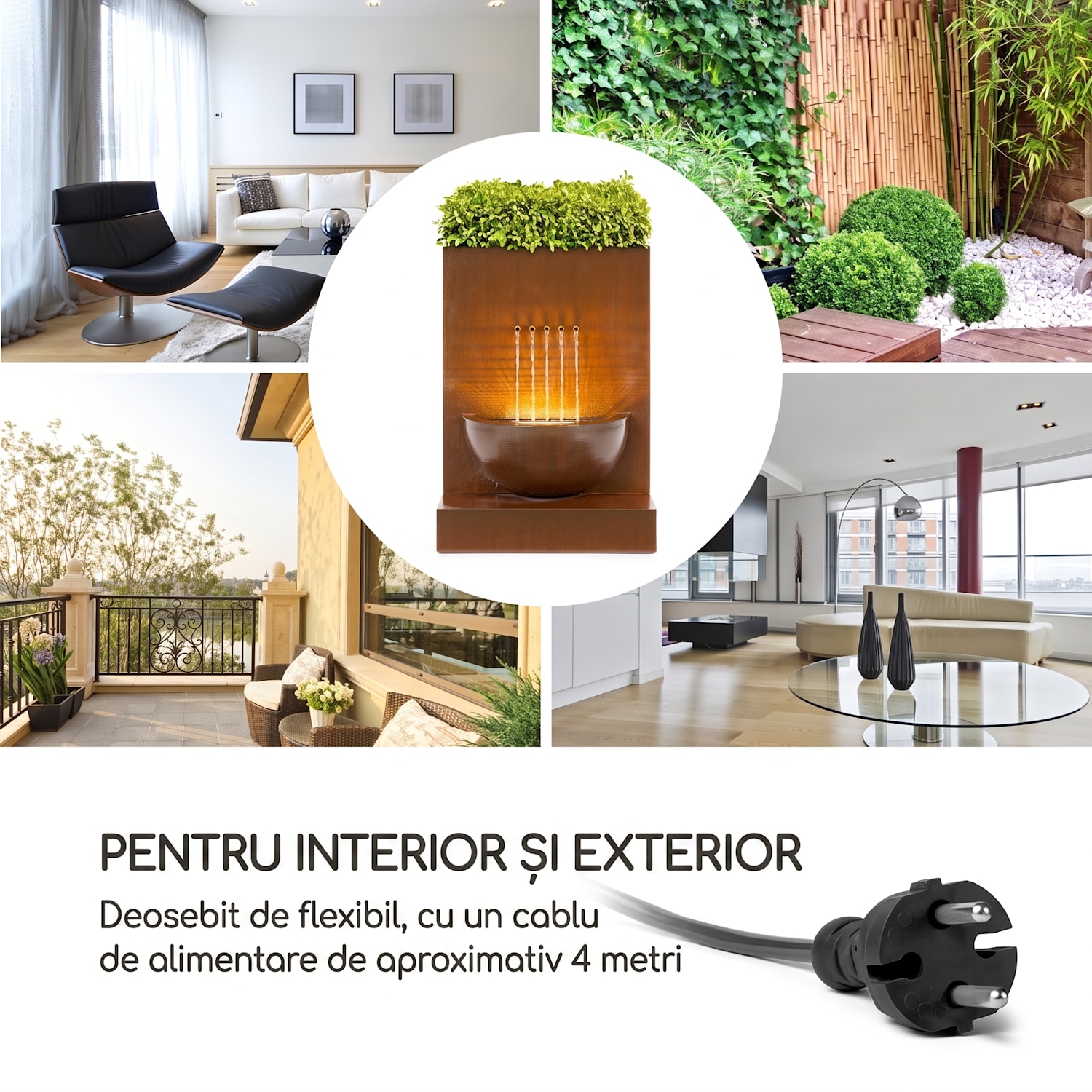 Windflower, fontană de grădină cu ghiveci de flori, 11 W, metal galvanizat, maro 