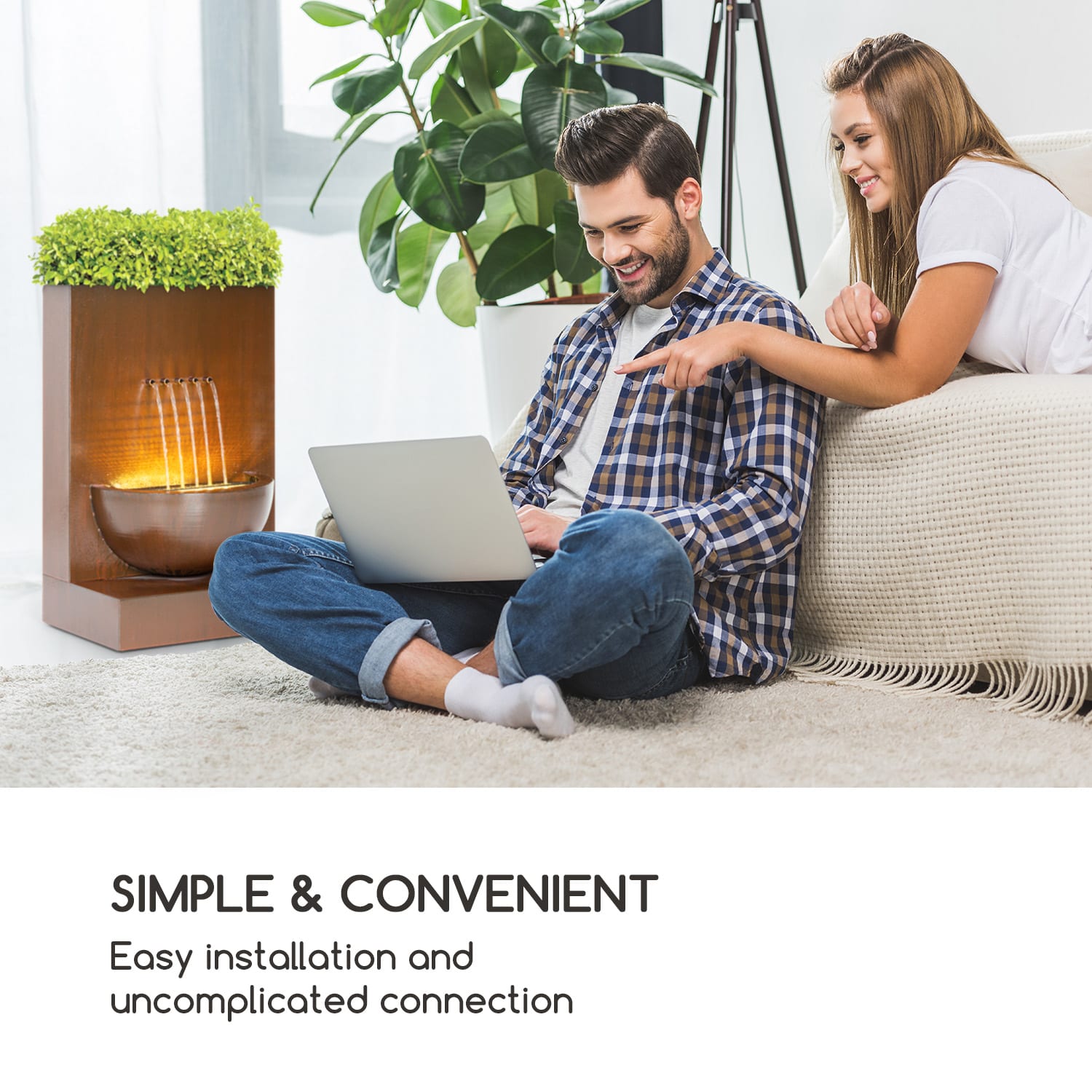 Windflower tuinfontein met plantenbak 11W gegalvaniseerd metaal bruin 