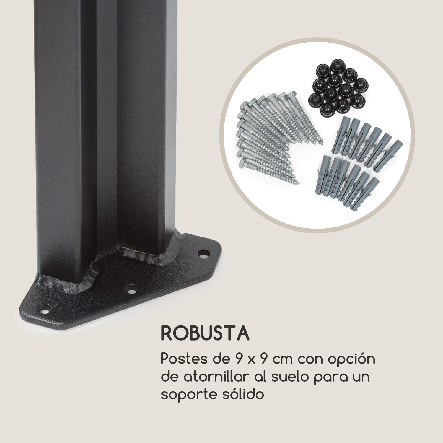 Pantheon RemoteShade Pérgola con techo motorizado de 3x3m 280g/m² Gris Sin luz led