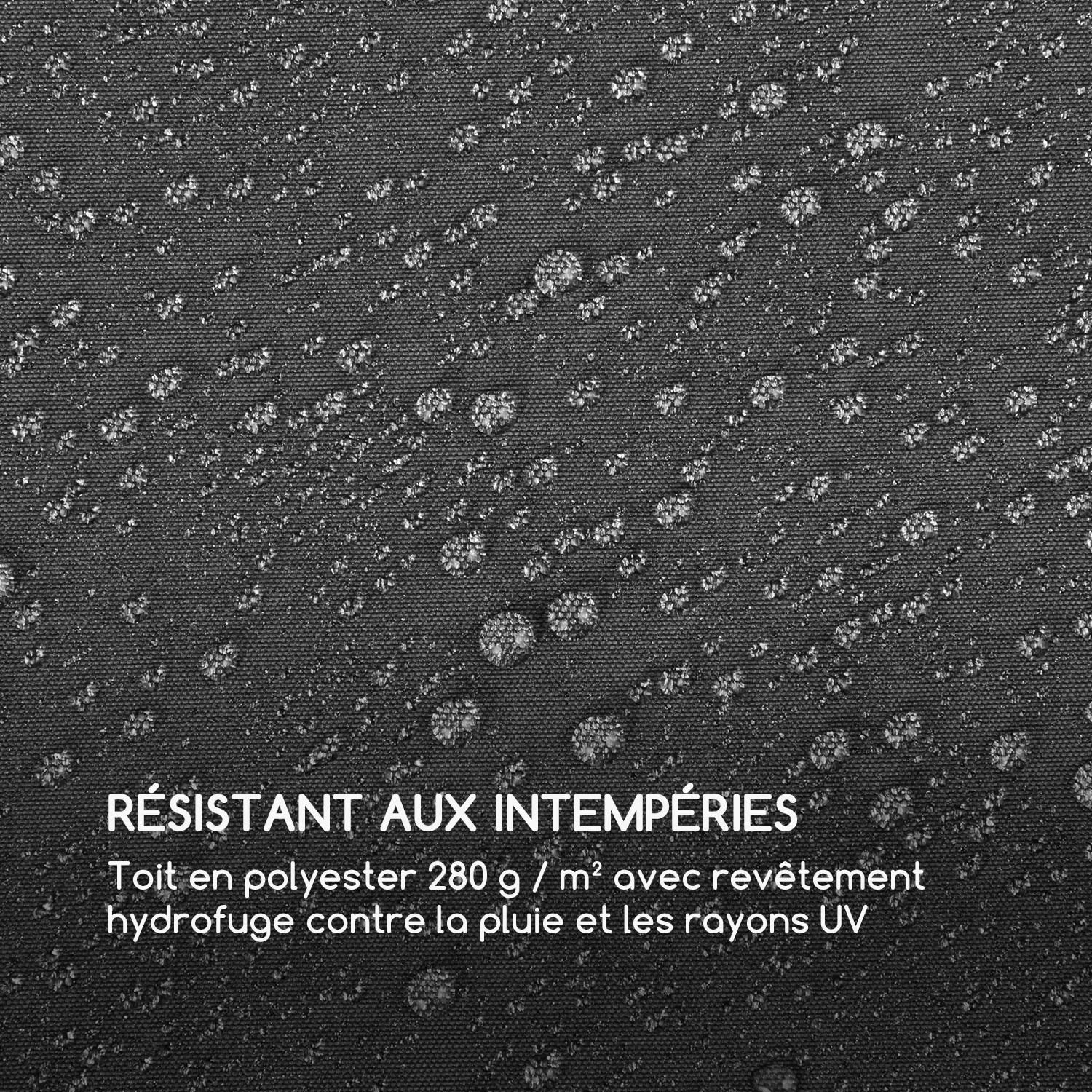 Pantheon RemoteShade Pavillon toit motorisé 3x3m 280g/m² gris Sans éclairage LED