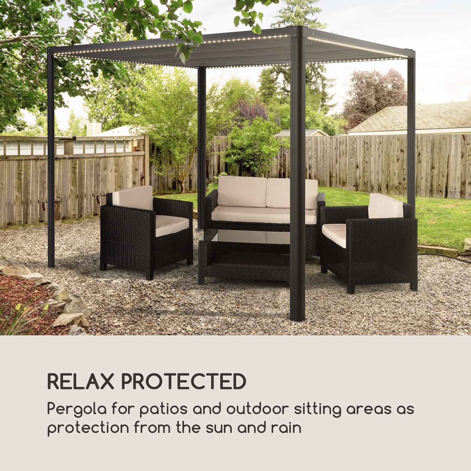 Pantheon RemoteShade Ambient, altán, motorizovaná střecha, LED světlo S LED světlem