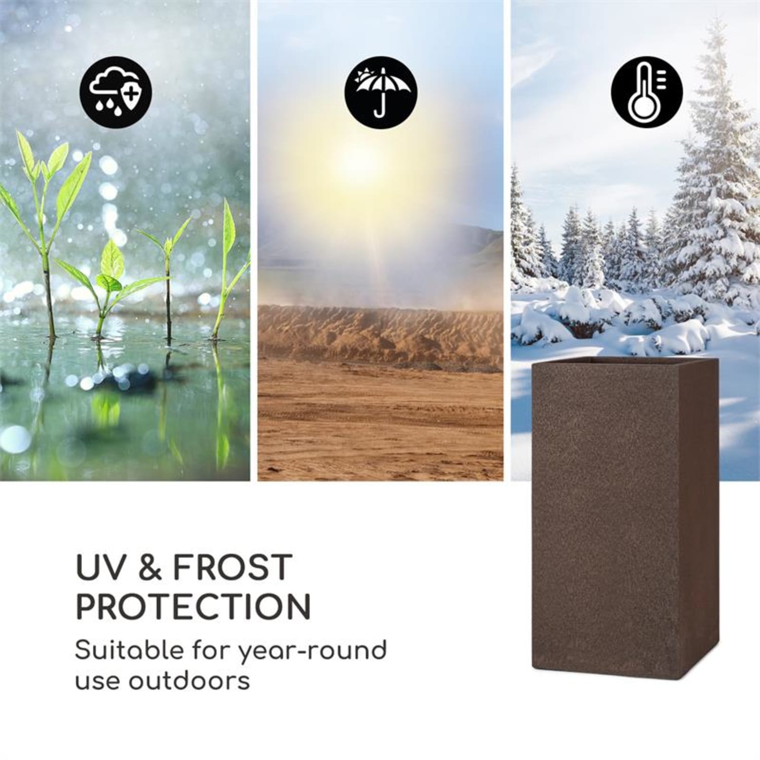 Solid Grow Rust, kvetináč, 40 x 80 x 40 cm, fibreclay, hrdzavá farba 40 x 80 x 40 cm