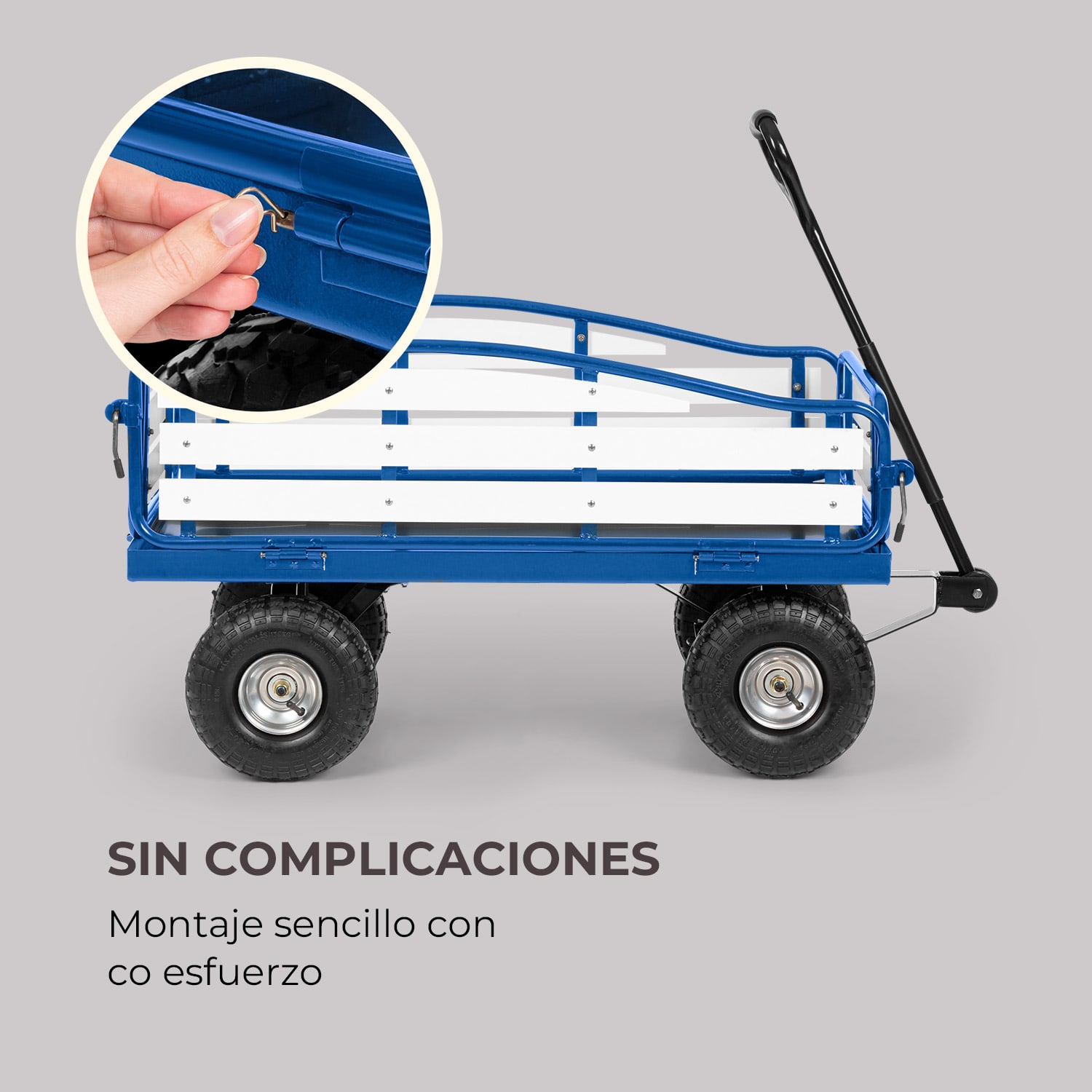 Ventura Carretilla de mano Carrito de transporte Capacidad de carga de 300 kg Acero WPC Color azul 