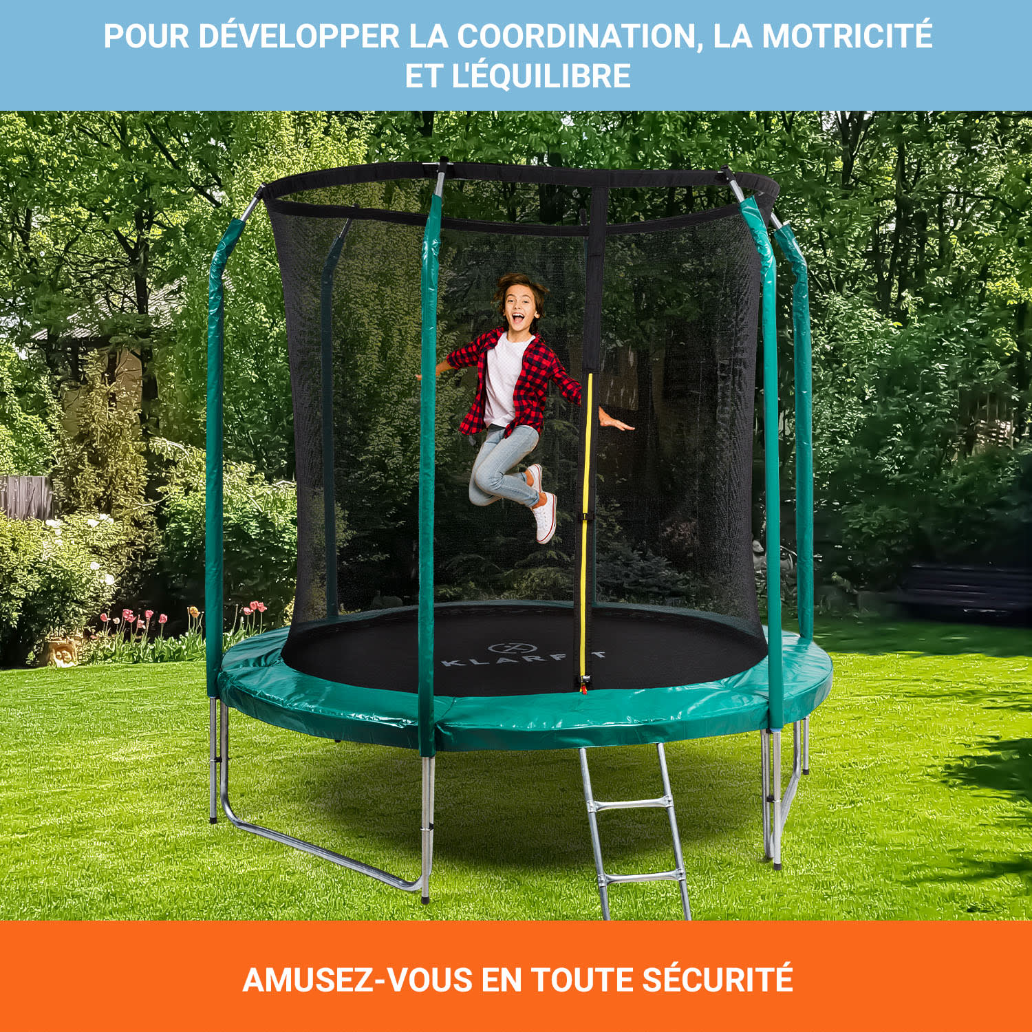 Trampoline Jumpstarter Filet Ø 2,5 m 120 kg Ø max. de la surface de saut 195 cm Turquoise