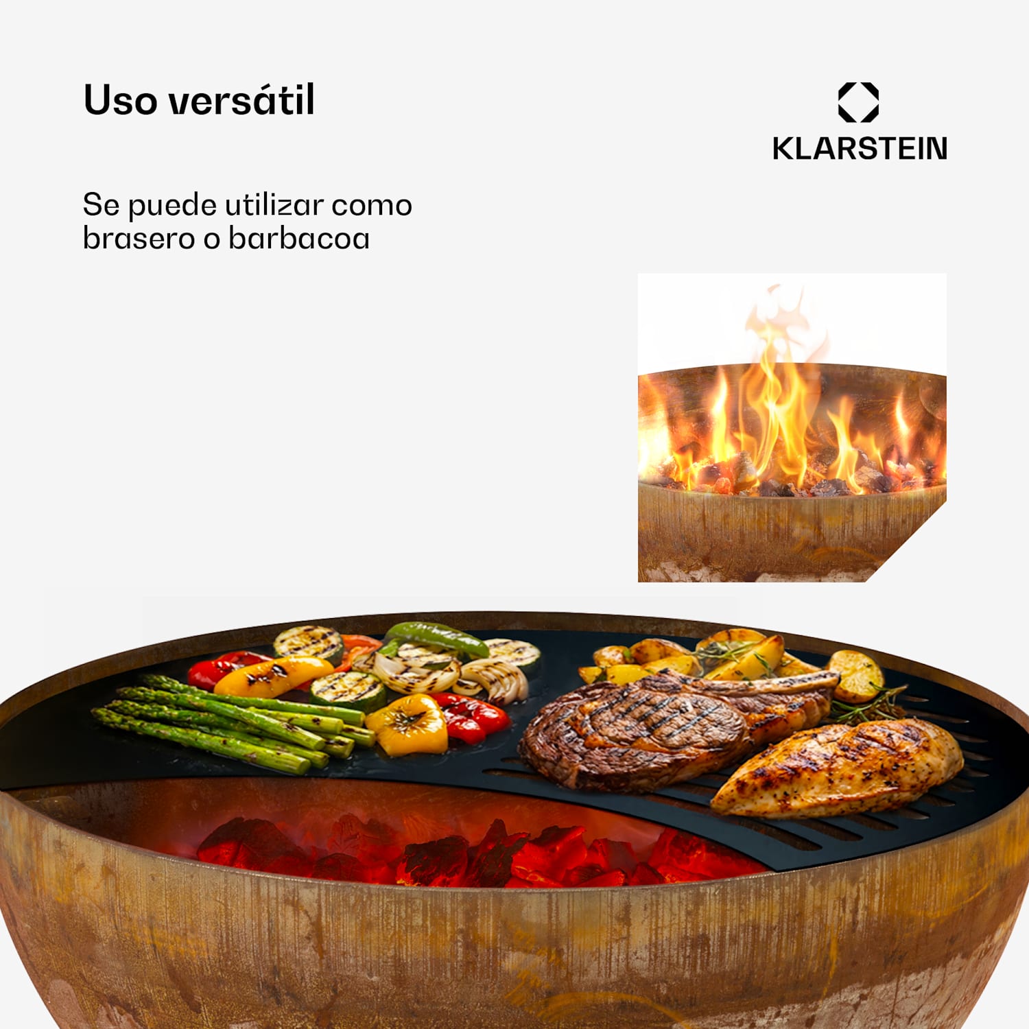 Savage Brasero con plancha Ø: 60,5 cm Acero Protección contra la intemperie Óxido nízký | Óxido