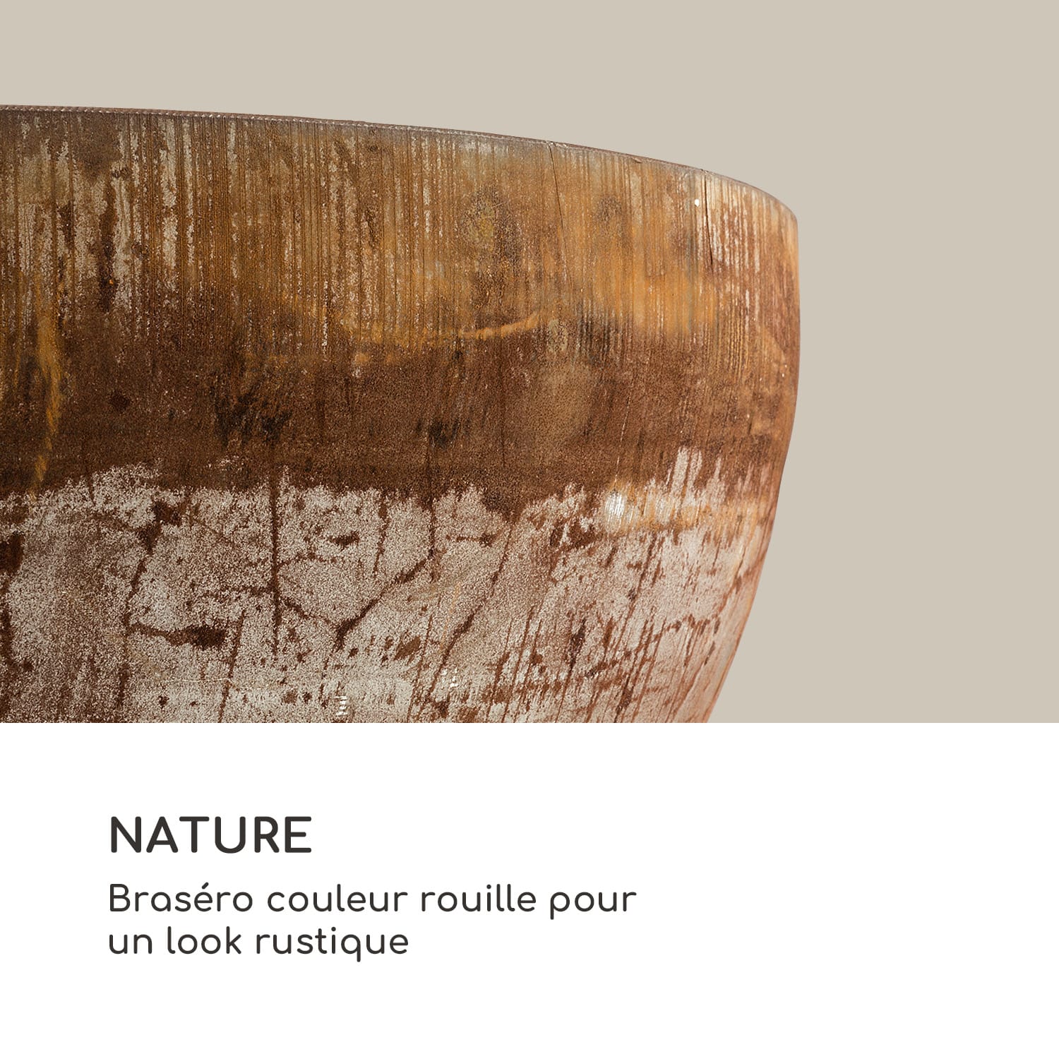 Braséro Savage avec barbecue Ø : 60,5 cm acier incl. protection contre les intempéries rouille faible | Rouille