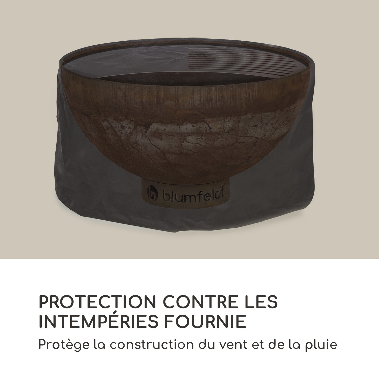 Braséro Savage avec barbecue Ø : 60,5 cm acier incl. protection contre les intempéries rouille faible | Rouille